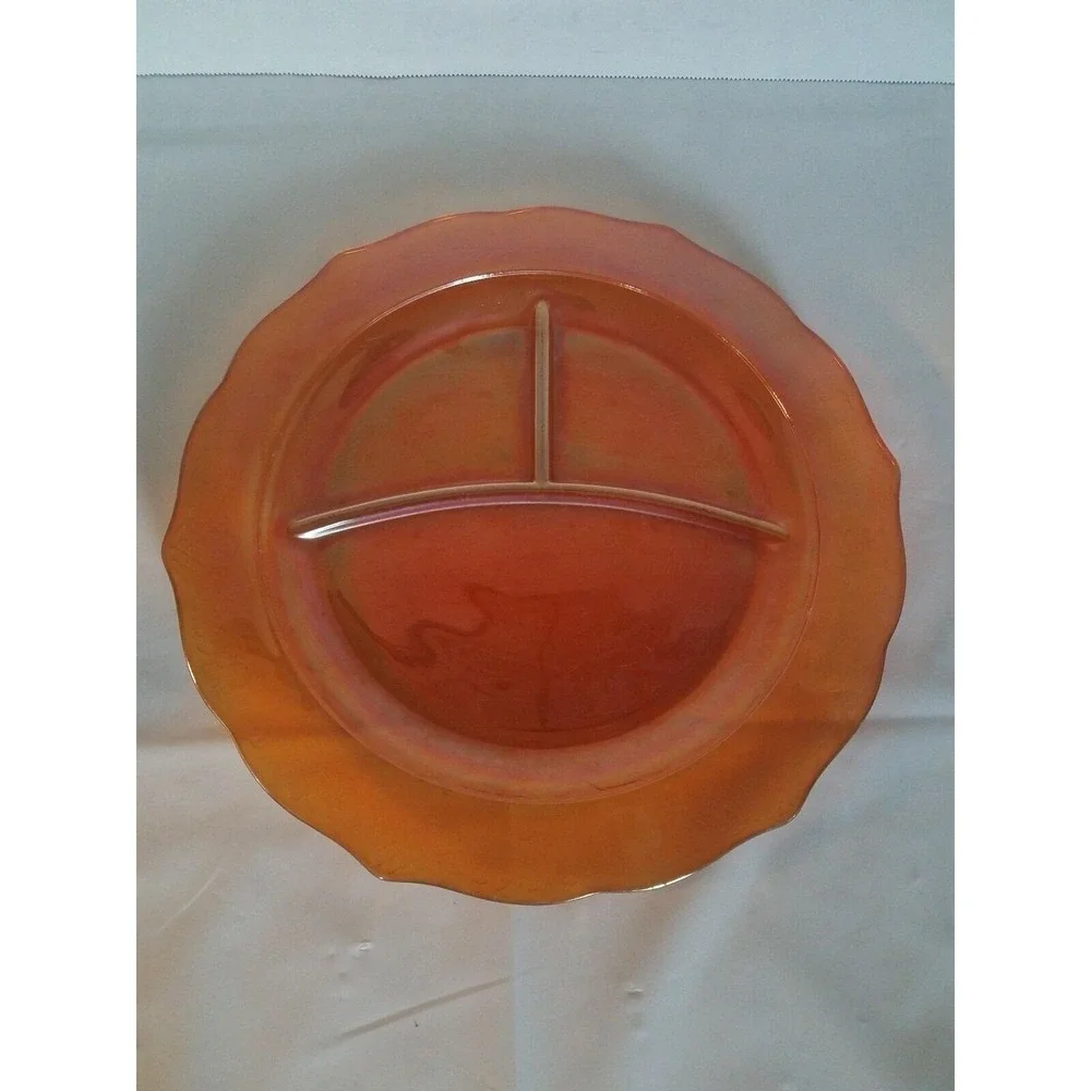 Normandie Marigold Depression Carnival Glass Grill Plate 11